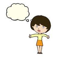 cartoon woman giving thumbs up with thought bubble N5
