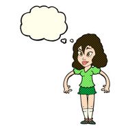 cartoon pretty woman with thought bubble N112