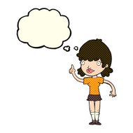 cartoon woman with idea thought bubble N100