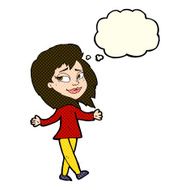 stress free woman cartoon with thought bubble N5