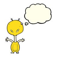 cartoon space alien with thought bubble N10