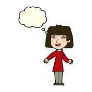 cartoon happy woman with thought bubble N105
