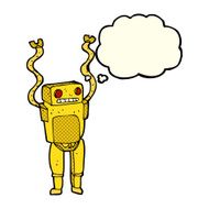 cartoon funny robot with thought bubble N31