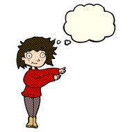 cartoon dancing woman with thought bubble N21