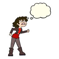 cartoon angry biker girl with thought bubble N5