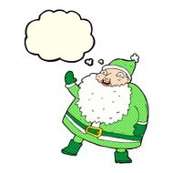 funny waving santa claus cartoon with thought bubble N9