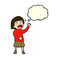 cartoon stressed out woman with thought bubble N9