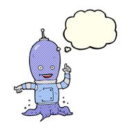 cartoon alien spaceman with thought bubble N9