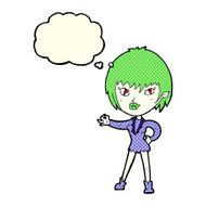 cartoon vampire girl with thought bubble N95