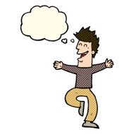 cartoon laughing man with thought bubble N9