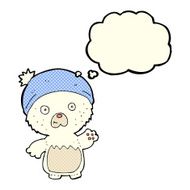 cartoon cute teddy bear in hat with thought bubble N5