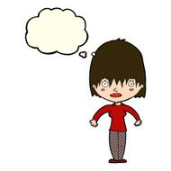 cartoon woman staring with thought bubble N13