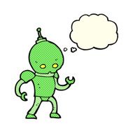 cartoon alien robot with thought bubble N7