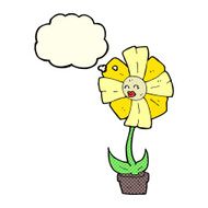 cartoon flower with thought bubble N18
