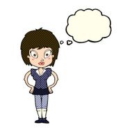 cartoon pretty girl with thought bubble N40