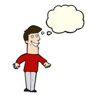 cartoon grinning man with thought bubble N37
