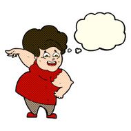 cartoon oveweight woman with thought bubble N3