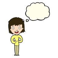 cartoon happy woman with thought bubble N106