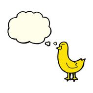 cartoon bird with thought bubble N114