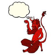 cartoon traditional devil with thought bubble N3