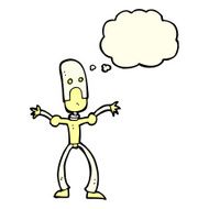 cartoon funny robot with thought bubble N32