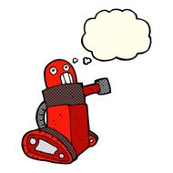 cartoon tank robot with thought bubble N4