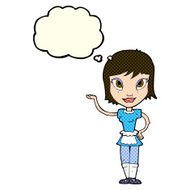 cartoon maid with thought bubble N17