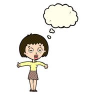 cartoon bored woman with thought bubble N13