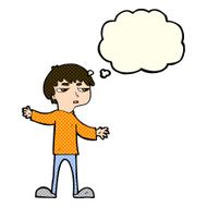 cartoon annoyed boy with thought bubble N17