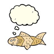 cartoon funny fish with thought bubble N7