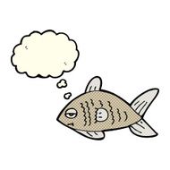 cartoon funny fish with thought bubble N8
