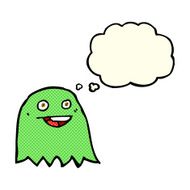 cartoon ghost with thought bubble N9
