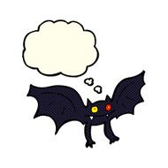 cartoon vampire bat with thought bubble N4
