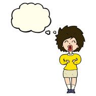cartoon screaming woman with thought bubble N5