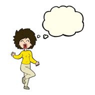 cartoon woman dancing with thought bubble N13