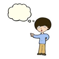 cartoon pointing boy with thought bubble N13