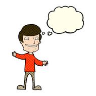 cartoon grinning man with thought bubble N38