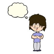 cartoon happy man with thought bubble N186