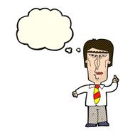cartoon grumpy boss with thought bubble N4