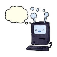 cartoon old computer with thought bubble N8