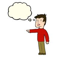 cartoon pointing man with thought bubble N35