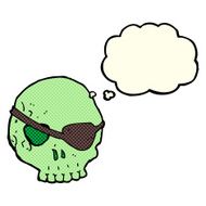 cartoon skull with eye patch thought bubble N4