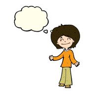 cartoon happy woman with thought bubble N107