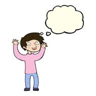 cartoon happy man with thought bubble N188