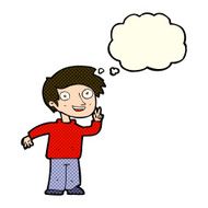 cartoon boy posing for photo with thought bubble N5