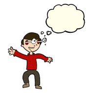 cartoon amazed boy with thought bubble N9