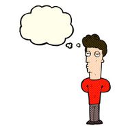 cartoon bored man with thought bubble N16