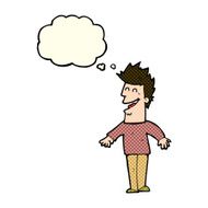 cartoon happy man with thought bubble N189