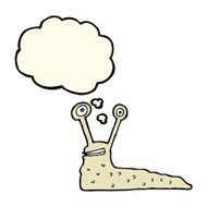 cartoon slug with thought bubble N7