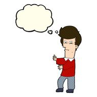 cartoon man gesturing wildly with thought bubble N5